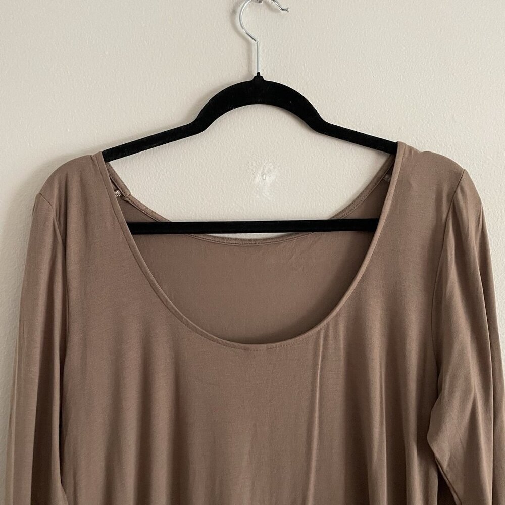 Old Navy Women L Brown Jersey Knit Scoop Back Long Sleeve Mini Swing Dress NWT - Picture 13 of 13